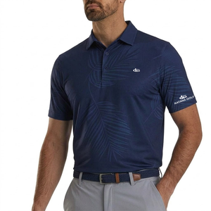 Katana Golf Mens Palm Print Polo - Navy