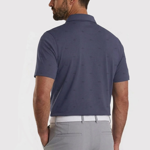 Katana Golf Mens Monogram Printed Polo - Dark Blue