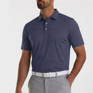 Katana Golf Mens Monogram Printed Polo - Dark Blue