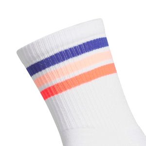 Adidas 3-Stripe Half Crew Socks - White/Dual Indigo