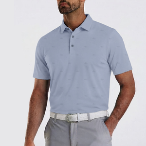Katana Golf Mens Monogram Printed Polo - Light Grey