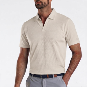 Katana Golf Mens V-Neck Polo - Sand